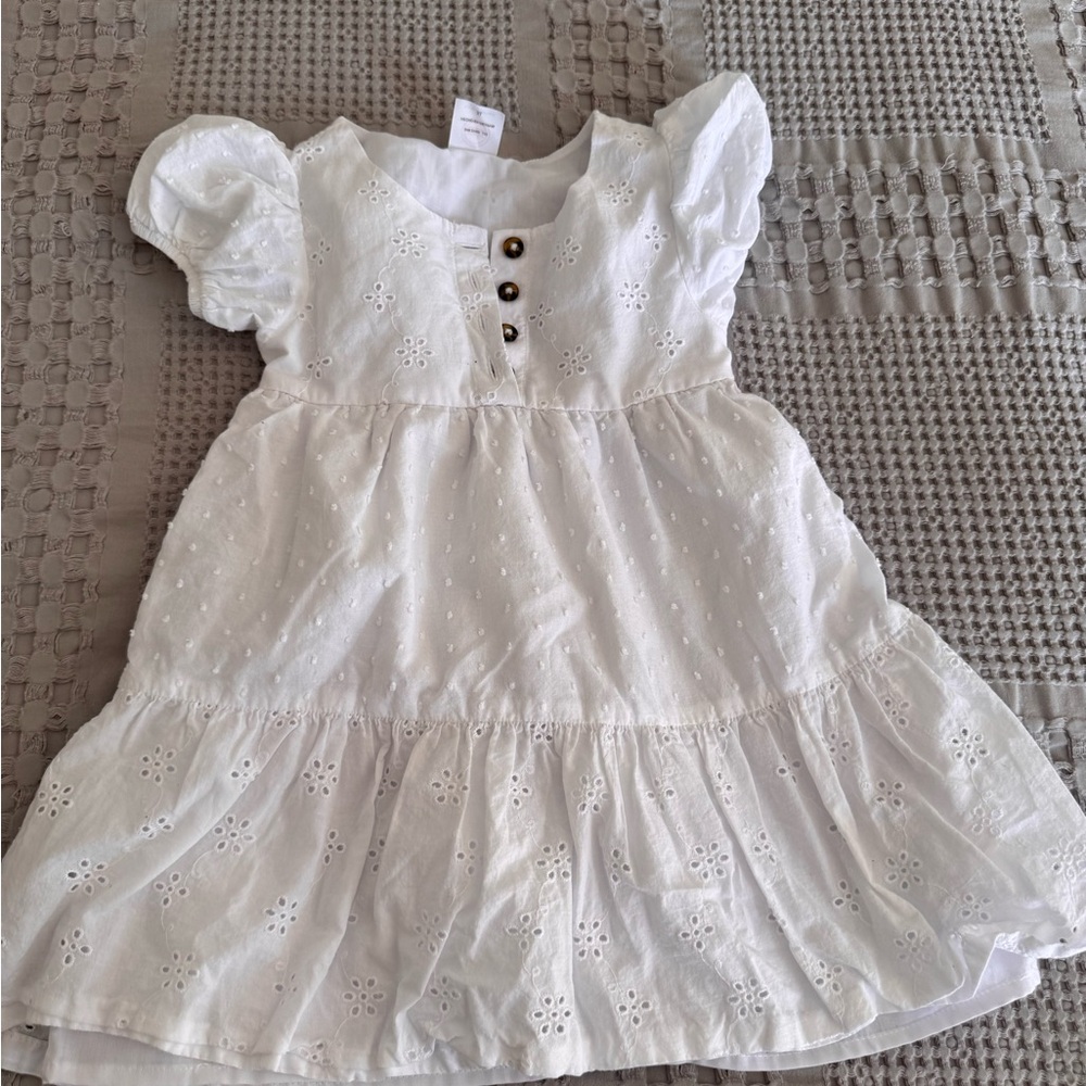 Elegant White Eyelet Kids Dress
